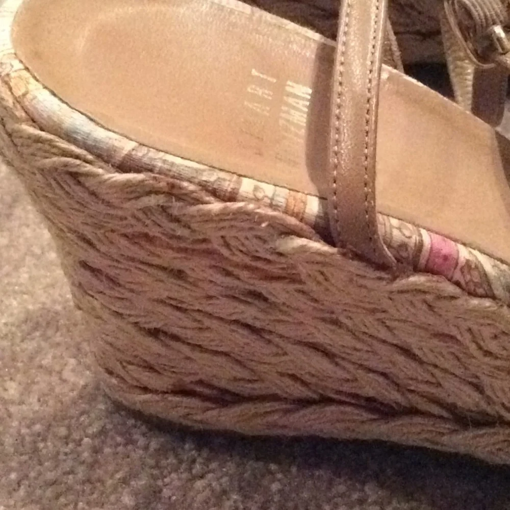 Stuart Weitzman Floral fabric wedge espadrilles Summer shoes, 8.5